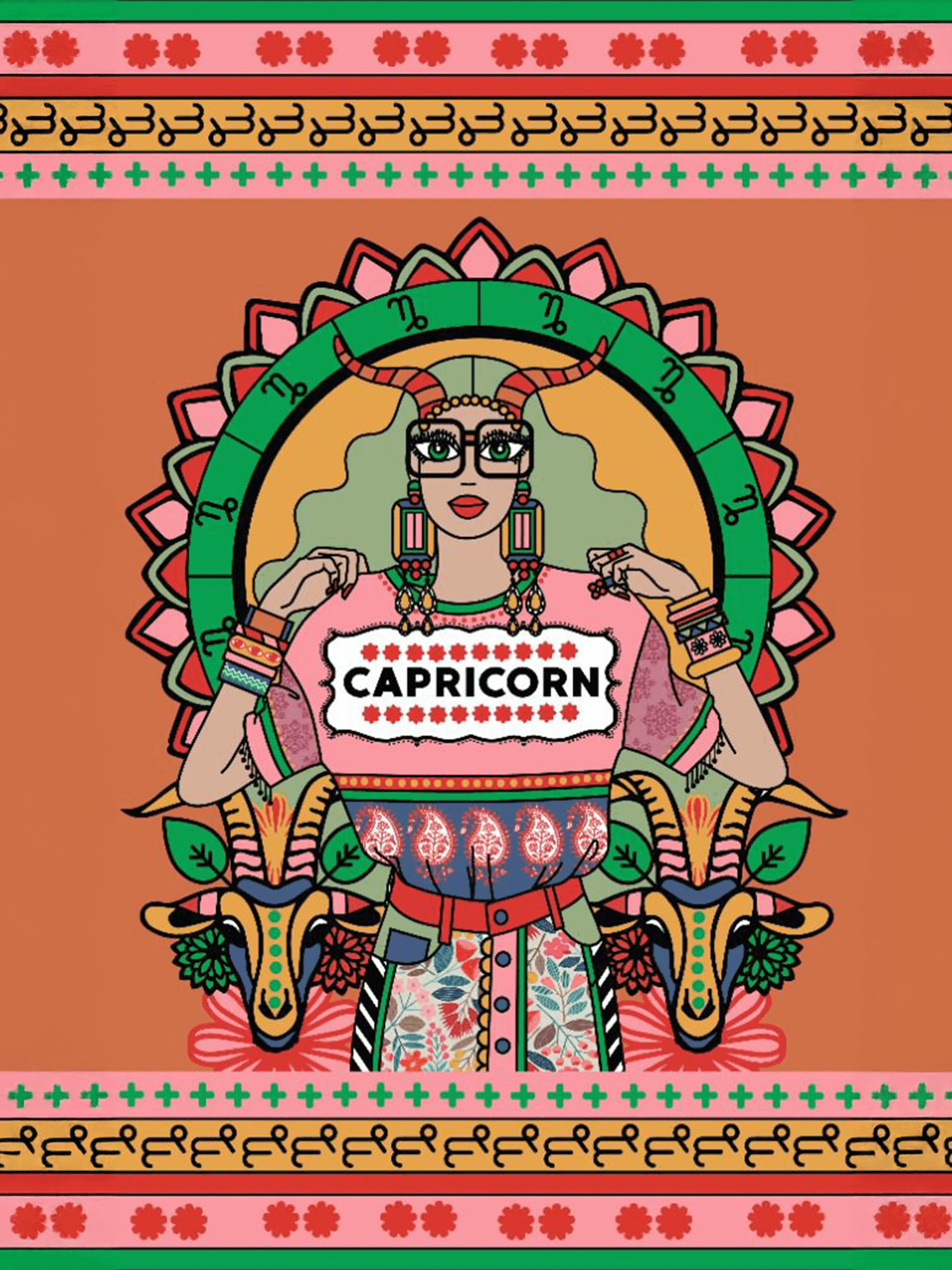 Image may contain Person Pattern Face Head and Art Capricorn horoscope