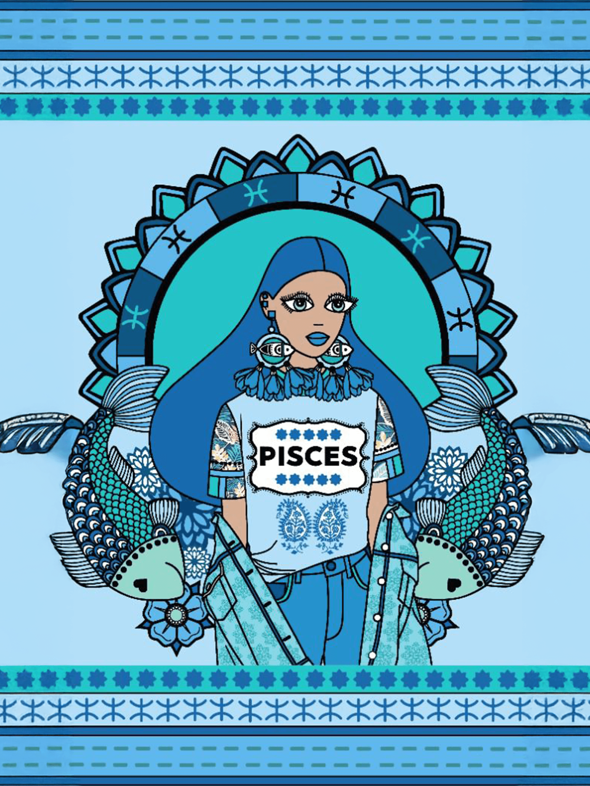 Image may contain Person Face Head Art and Drawing pisces horoscope