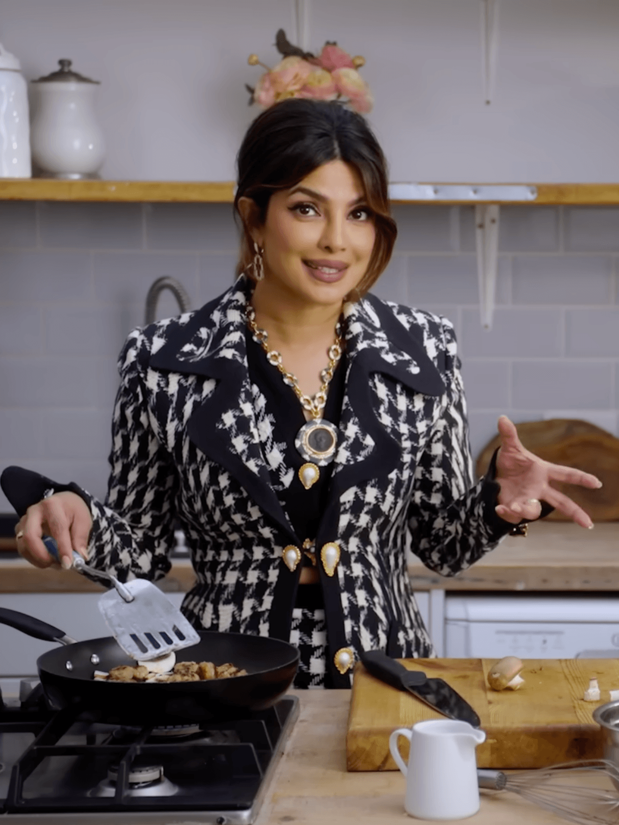 black olives Priyanka Chopra cooking Cooktop Indoors Kitchen